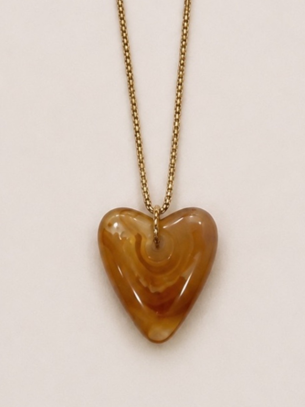 Heart Pendant Necklace in Amber Brown - Women Jewelry